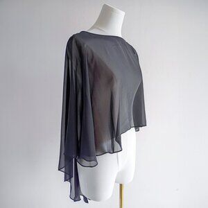 White House Black Market Black Sheer Chiffon Hi Low Top Size M/L capelet